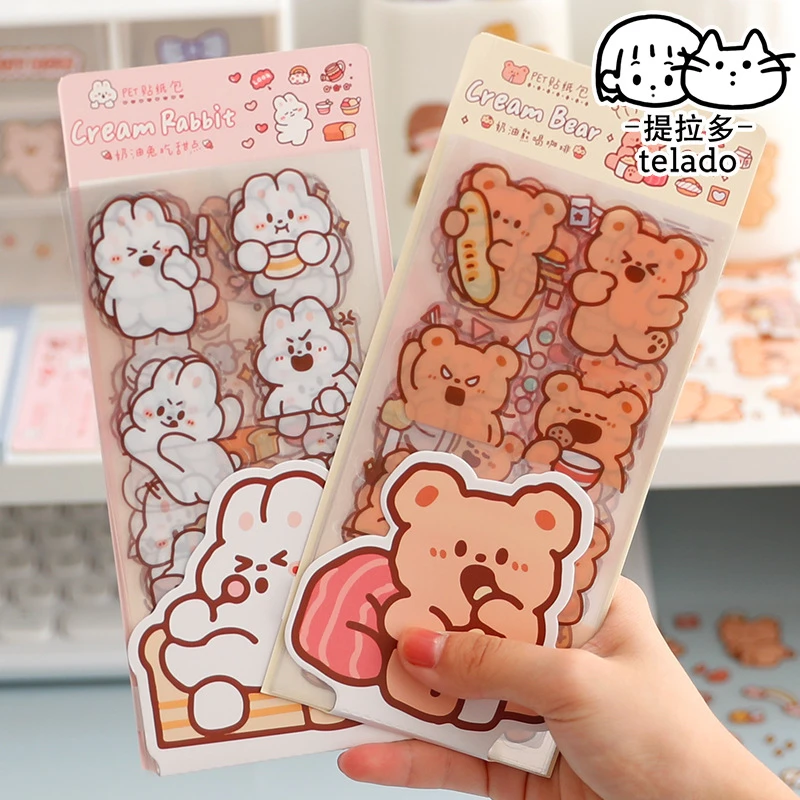 10 Sheets Kawaii Stickers Set Cute Pets Sweet Food Drink Adhesive