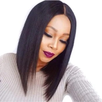 

Top quality black women's 180g synthetic hat wigs 40cm hair extension straight wig wholesale