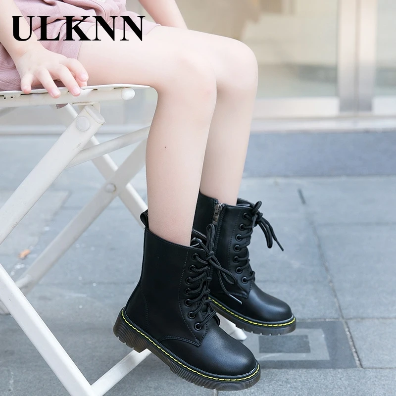 

ULKNN Children Martin Boots 2020 Autumn British Fashion Boots for Girls Toddler Boys Snow Boots Kids Ankle Shoes Genuine Leather