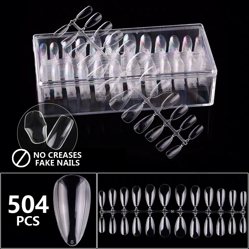 Water drop Clear 504 504 шт./кор. поддельные ногати искусственные Пресс на большие расстояния балетки прозрачный/нейтральный/белый Ложные Акриловые гроб ногти Нейл Арта, полное покрытие шкатулка для ювелирных изделий - Цвет: Water drop Clear 504