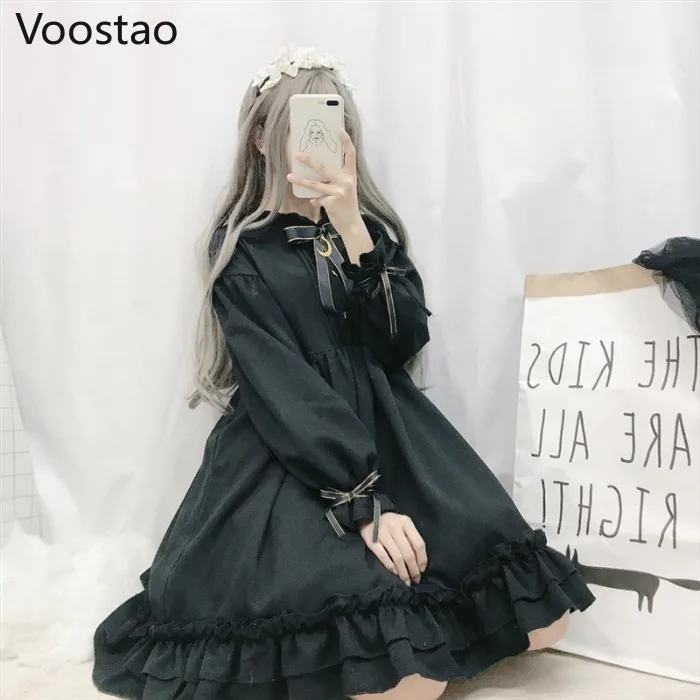 Lolita Dress Gothic Lolita Dress Soft Sister Women Vintage Dark Cute Bow Moon Ruffled Tea Party Dress Victorian Sweet Princess Fairy Clothes