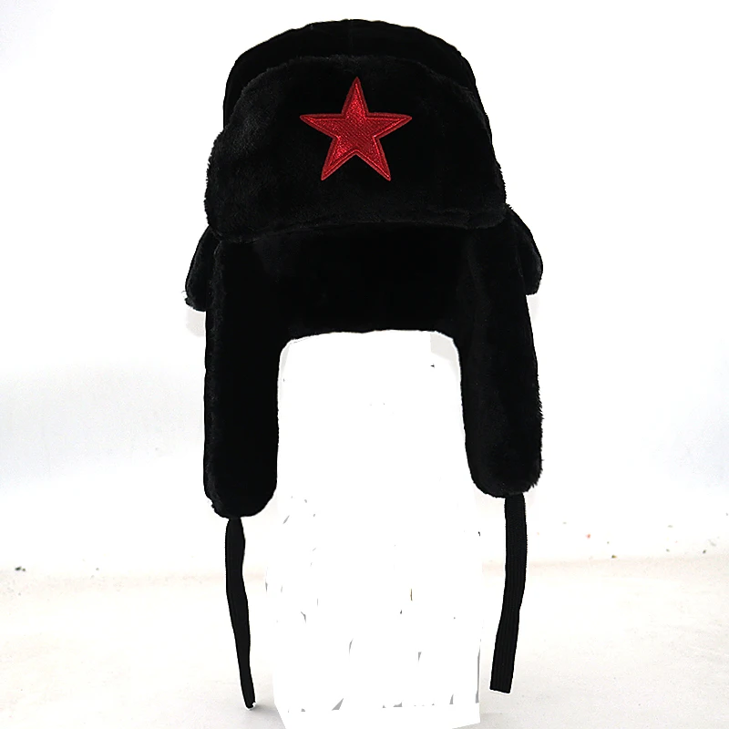 Sovjet Red Star Bomber hat Шапка с толстым мехом внутри РОССИИ СССР холодное ухо защищенные зимние шапки