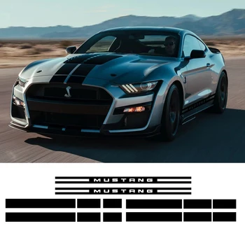 

1 Set Side Door Rocker Panel Stripes Front Rear Hood Roof Trunk Graphic Decal Set Stickers For Ford Mustang 2015-2017