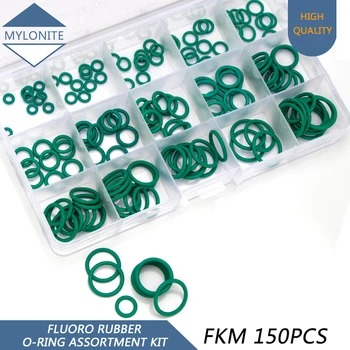 

150PCS Fluorine Rubber FKM Sealing O-rings CS 1.5mm 1.9mm 2.4mm 3.1mm 15 Sizes OD 6mm-30mm Green Gasket Replacements Kits FQ063
