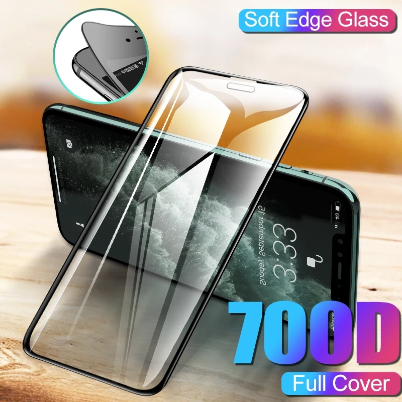 

700D Curved Edge Tempered Glass On The For iPhone 11 Pro Xs Max 7 6 6s 8 Plus protective Glass X Xr Screen Protector Sofe Film