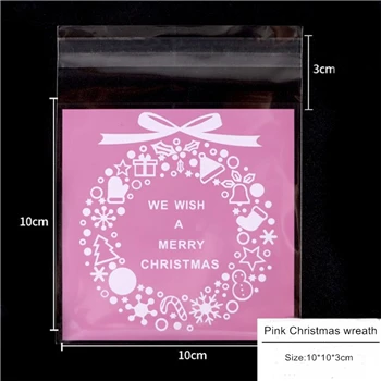 Цельность 100 шт 10*10 Рождество День печенье конфеты упаковка хлеба самоклеющаяся пластиковая подарочная сумка выпечки пакет милая сумка - Цвет: COOL 26