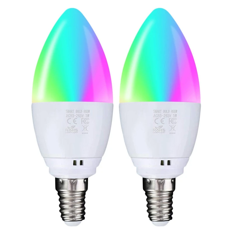 

Top-Smart WiFi Light Bulb E14 5W(40W Equivalent),App Control Candle Led Bulb,No Hub Required,WiFi LED Light Bulb Voice Control V
