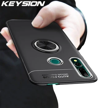 

KEYSION Metal Ring Case For Huawei Honor 9X Global Version Soft Matte Silicone Shockproof Back Phone Cover for Honor 9X Premium