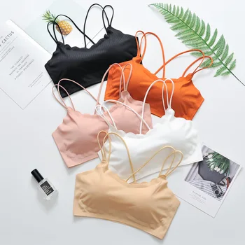 

Cross Border Double Shoulder Straps Cross Camisole Beauty Back Underwear Female Viscose Seemless Wrap-around No Steel Ring Bra P