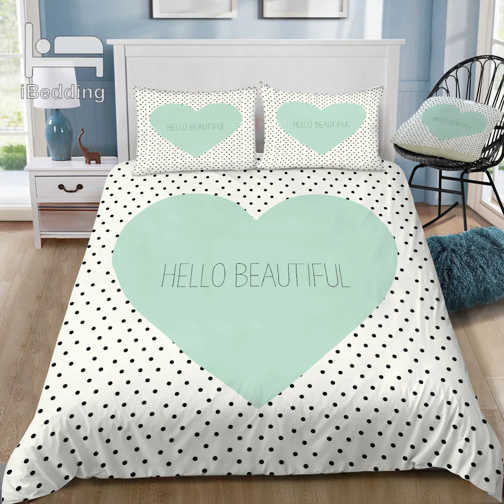 

Hello Beautiful Heart 3D Bedding Set Printed Duvet Cover Set Queen King Twin Size