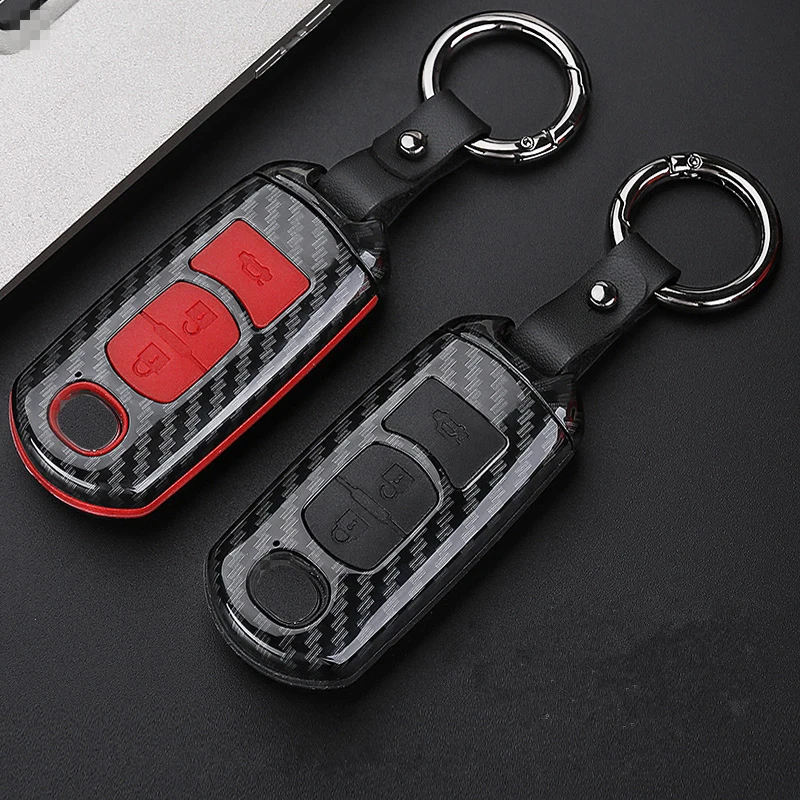 Fashion ABS+Silica gel Carbon fiber Car Remote Key Case Cover For Mazda 2 3 6 Axela Atenza CX-5 CX5 CX-7 CX-9 2014 2015 up key case key case cover car key shell