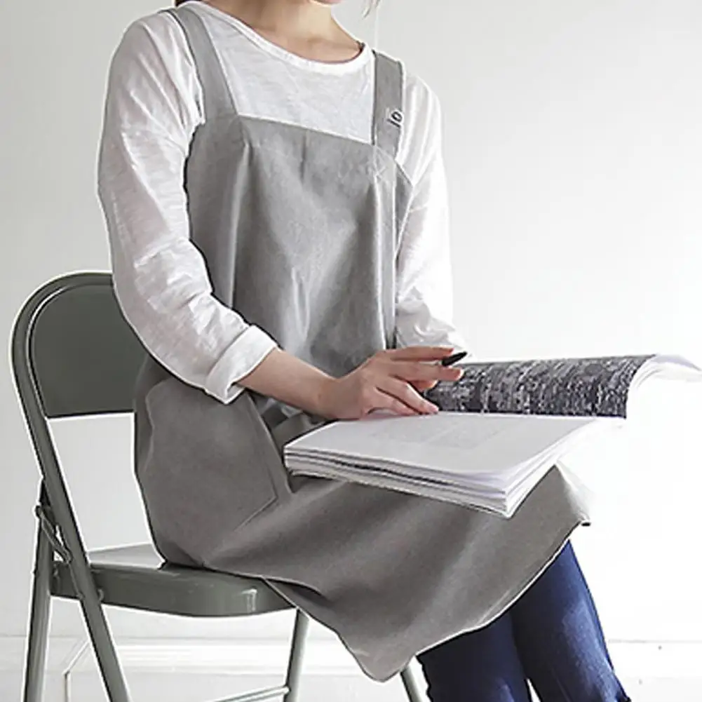 Cooking Apron Nordic Japanese Style Simple Korean Cotton Line Work Apron Kitchen Flower Shop Anti-dirty Aprons for Women Lady