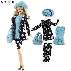 Модная Одежда для кукол Набор для кукол Барби наряды шляпа пальто жилет шорты Сумочка кукла 1/6 аксессуары для Барби Кукла Одежда
