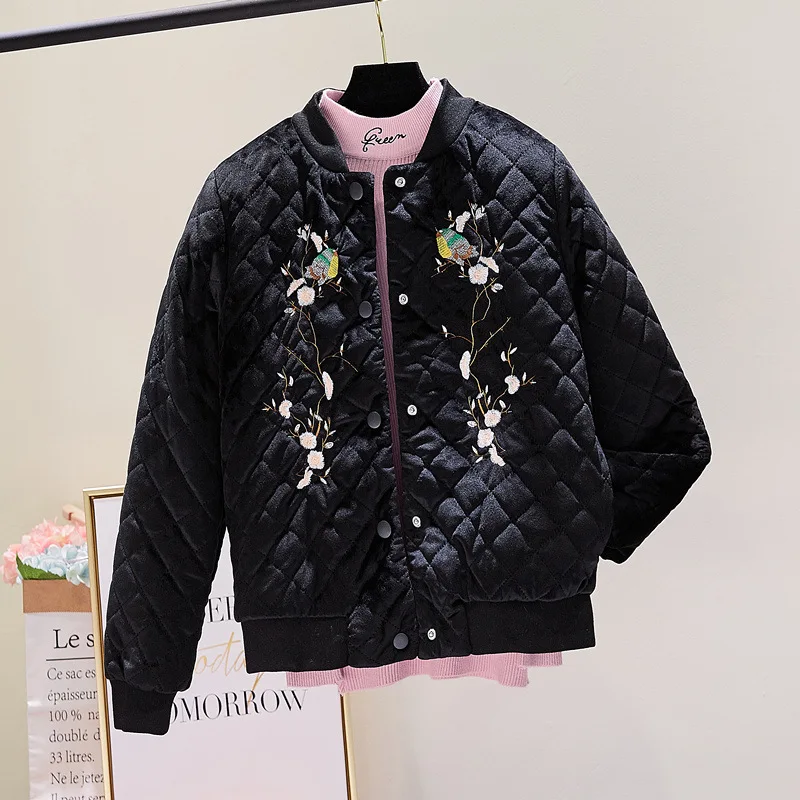 

Gold Velvet Cotton-padded Clothes Women's 2019 Autumn And Winter New Style Rhombus Thick Baseball Uniform Coat Korean-style Wome