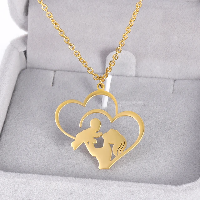  2023 New Holding Necklace Pendant Mother Pendant Steel Gift  Stainless Mother's Child Day Necklaces & Pendants Necklaces Set for Women  Fashion Jewelry (B, One Size) : Pet Supplies