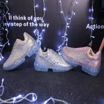 

BG women running shoes crystal vamp Lightweight breathable Max Air sole outdoor recreational sports literary youth white black