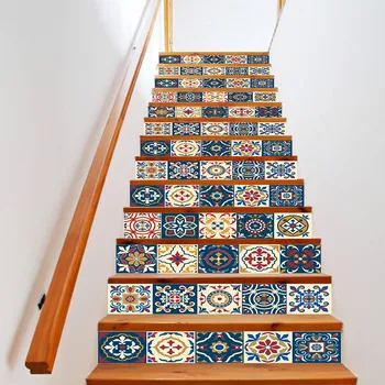 

13pcs Staircase Stitching Series Color Tiles Decoration Home Waterproof Wall Stickers Creative Steps Stickers