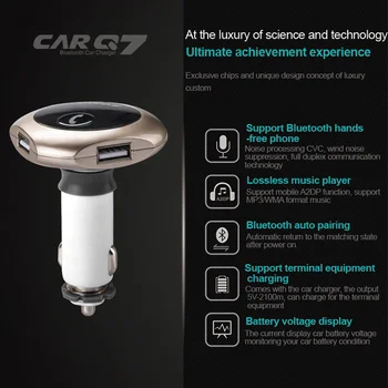 

Q7 Wireless Bluetooth Car FM Transmitter Kit TF MP3 Music Player USB Charger ReceiverHandsfree A2DP Radio Receiver Car AUX Audio
