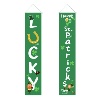 

St Patricks Porch Sign - St Patricks Day Decorations Outdoor Indoor - Happy St Patricks Day and Lucky Banner Decor for Home Wall