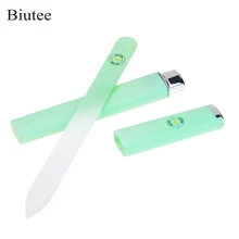 1 pièces lime à ongles en verre cristal professionnel manucure dispositif outil Durable Nail Art tampons fichiers vert/rose/argent(China)