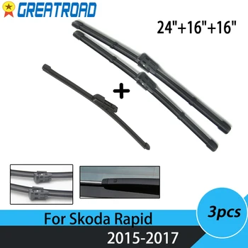 

Wiper Front Rear Wiper Blades Set For Skoda Rapid 2012 - 2016 Windscreen For Fabia Combi Wagon 2015 - 2017 24"16"16"