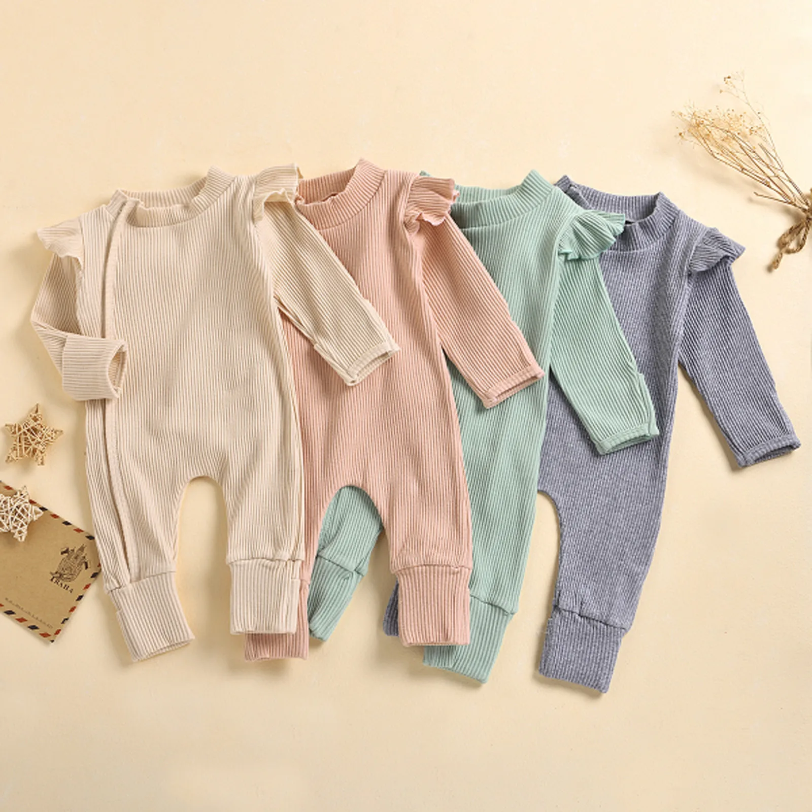 

0-18Months Newborn Baby Boys Girls Zipper Long Sleeve Knitted Romper Jumpsuit Outfits baby clothes spring autumn long sleeved M5