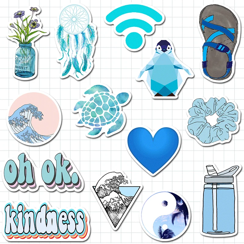 blue vsco girls stickers skateboard anime sticker for kid laptop waterproof motorcycle graffiti scrapbook cool suitcase stickers stickers aliexpress