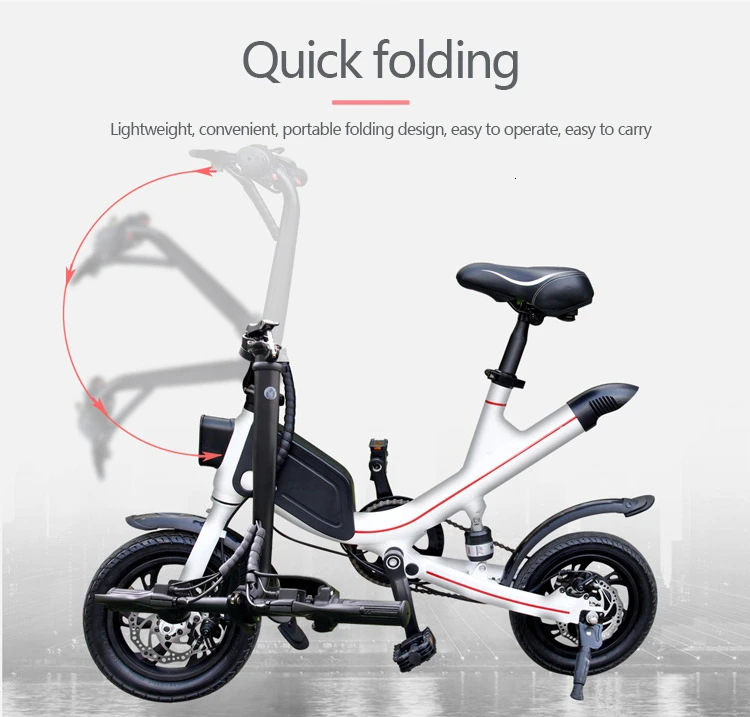 Discount LOVELION china Adult Portable folding Mini electric bike Driving Bicycle convenient Small-scale Female ebike Black Battery bikes 1