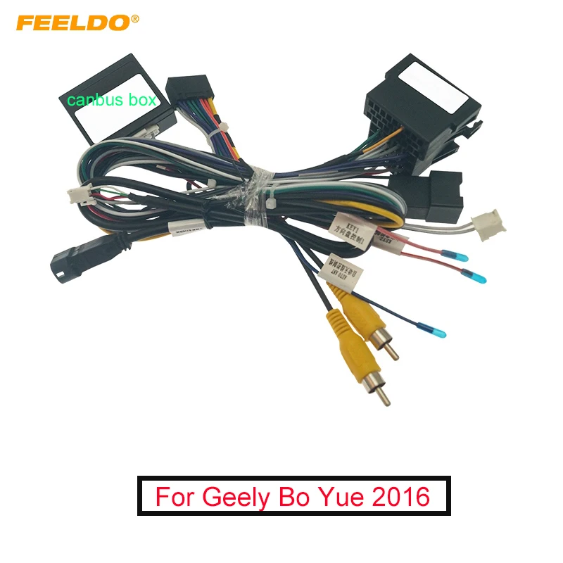 

Автомобильная аудиосистема FEELDO, 16-контактный DVD-плеер, адаптер питания USB с can-шиной для Geely Bo Yue 2016, стерео штекер, жгут проводов