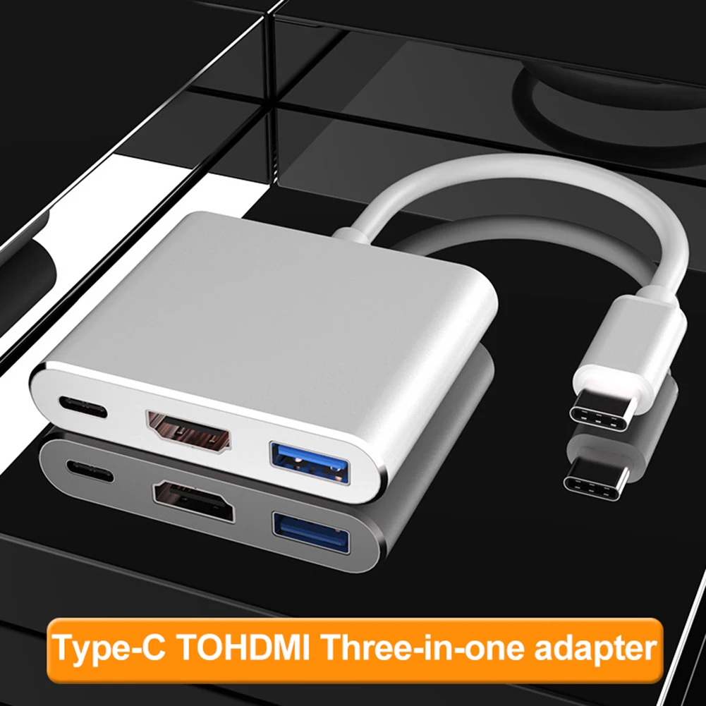 3 в 1 портативный type-C штекер HDMI USB 3,0 Женский Кабель-адаптер конвертер шнур аудио кабель для наушников зарядное устройство