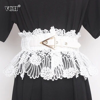 

VGH Elegant Lace Women Girdle High Waist Patchwork Hollow Out Hit Color Girdles For Female Accessories Fashion 2020 Summer Tide