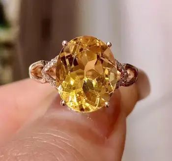 

Y428 Citrine Ring 18K Gold AU750 Natural Citrine 3.6ct Chic Diamonds Female Anniversary Gift Fine Rings