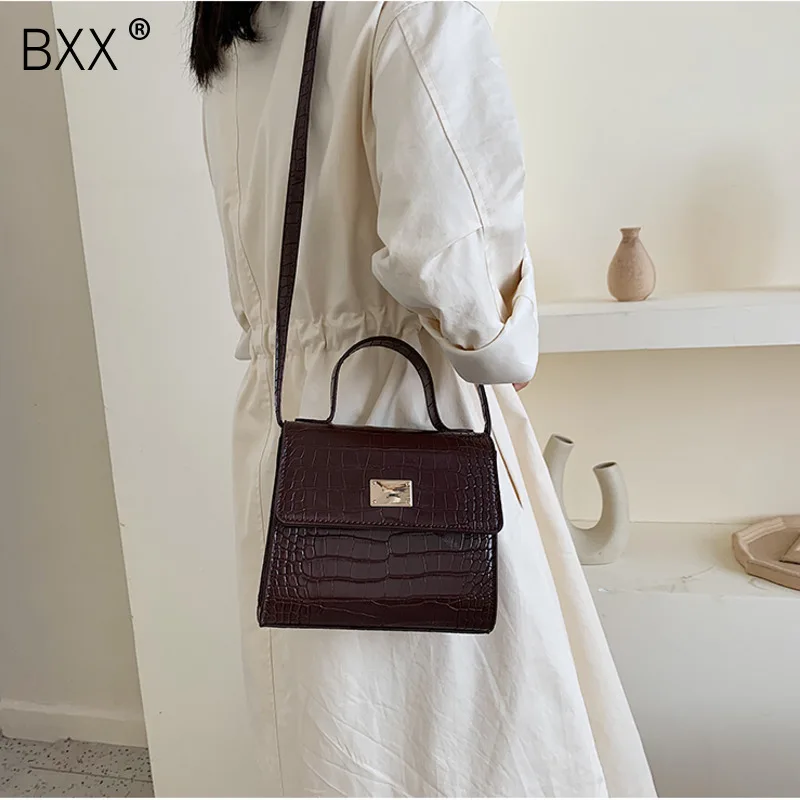 

[BXX] Women's Single Shoulder Crossbody Bag All-match Stone Grain Package 2019 Luxury Brand Designer PU Leather Handbag HI323