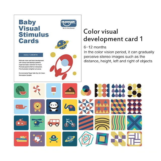 Baby Visual Stimulation Cards Early Education High Contrast Book  Black White Colorful Flash Cards Developmental Toys Gifts 2