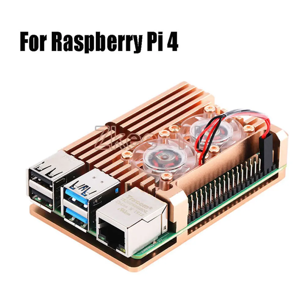 Prix Boîtier en aluminium Alliage Armure avec Radiateur De Refroidissement De Double Ventilateur pour Raspberry Pi 3 4 Modèle B, Pi 3 B +, Pi 2 Modèle B