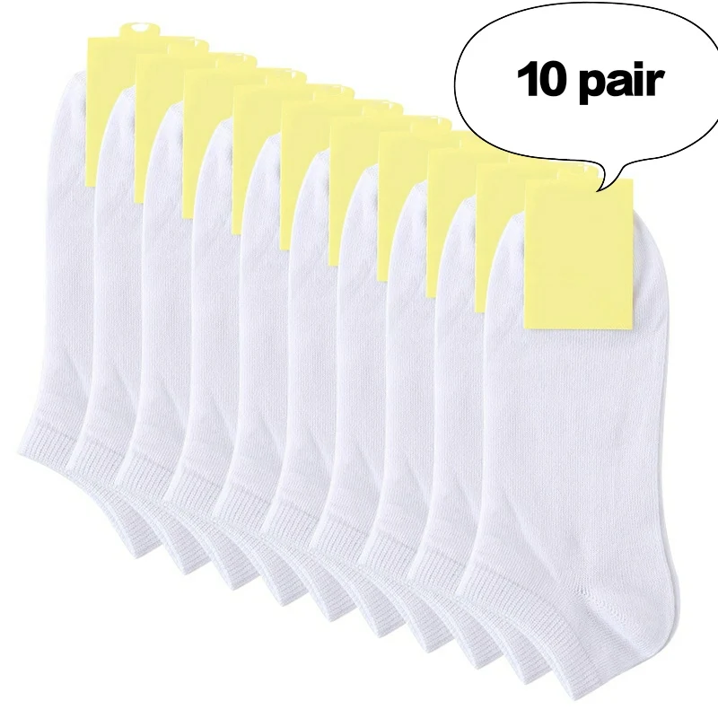 10 пар/уп. мягкие женские короткие носки, домашние однотонные черные/белые/серые короткие носки, дышащие эластичные женские носки, Sokken