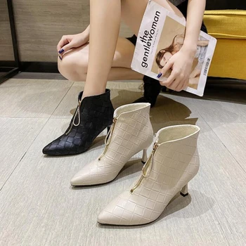 

Ankle Boots Women Ladies Boots Women Shoes Woman Fashion High-heeled Short Boots 2020 Autumn New Short Fur Warm Short Boots D566