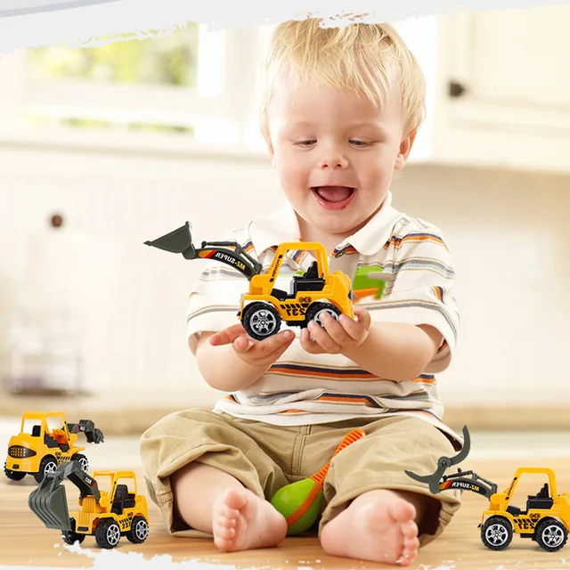 6 Styles Mini Diecast Plastic Construction Vehicle Engineering Cars Excavator Model Toys For Children Boys Gift 2