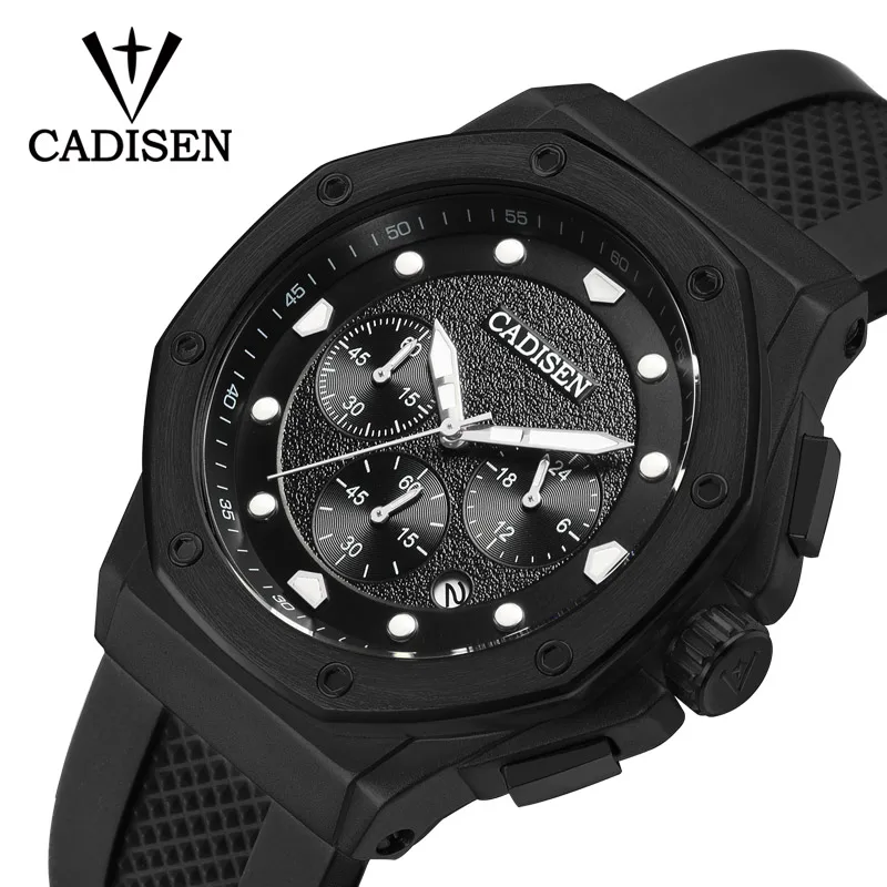 

CADISEN 2019 Hot Men's Watch Multi-function Timing Black Military Watch Business Leisure Sports Luminous Waterproof Calenda