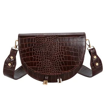 

Luxury Crocodile Pattern Crossbody Bags for Women Half Round Messenger Bag PU Leather Handbags Shoulder Bag sac main femme #AX