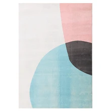 Чистая красная, розовая, прекрасная гостиная, ковер, кровать, прикроватная, современная, простая Геометрическая