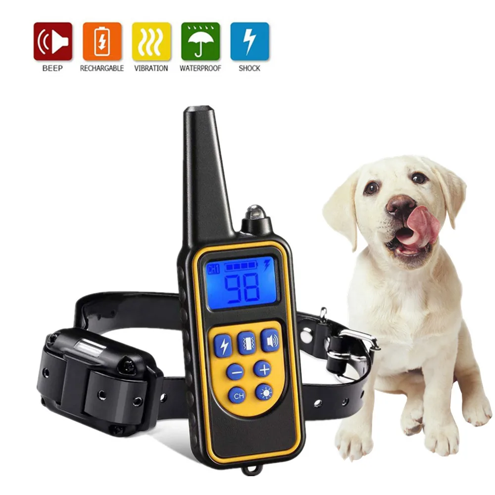 Electric Dog Training Collar Pet Dog Anti Bark Waterproof Rechargeable Remote Control Pet for All Size Shock Vibration Sound