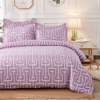 

Purple Geometric Pattern Printed Bedding Set Luxury Duvet Cover Nordic Bed Linings King Comforter Bed Ropa De Cama
