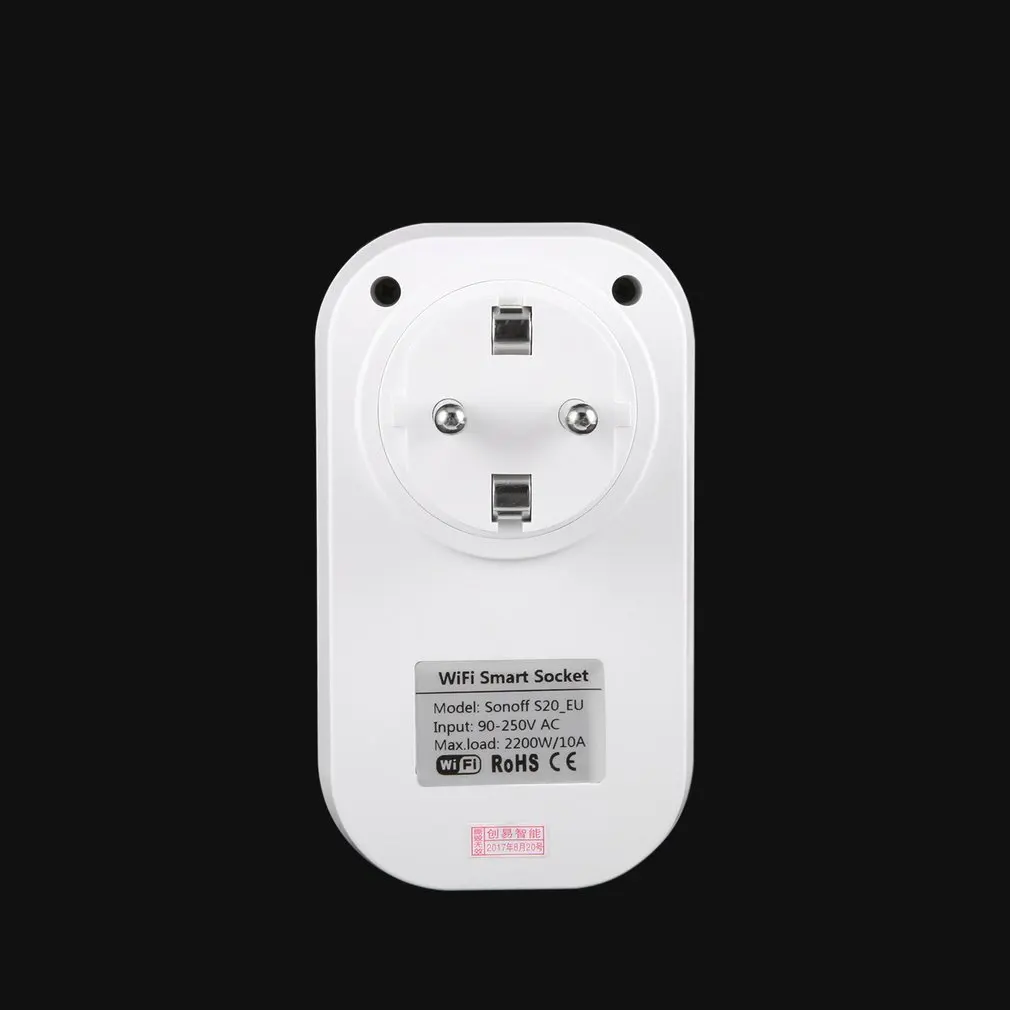 Интеллектуальный выключатель света Sonoff S20 EU/US/UK Беспроводной таймер WiFi розетка 10A 2200w Дистанционное Электропитание Plug IOS Android С телефонным пультом управления Управление умный дом
