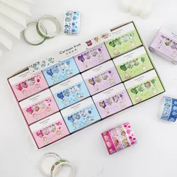 Autocollants Washi bande adhésive, 16 pièces, Stickers Kawaii, pour boîte cadeau, pour compte à main, papeterie, matériel de décoration en papier 