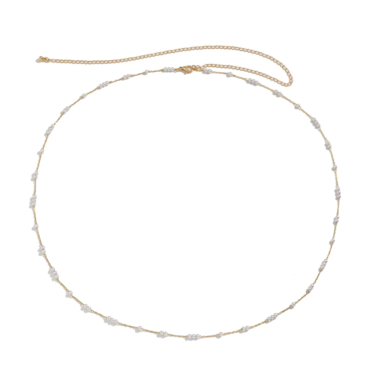 Kpop Boho Simulate Pearl Thin Belt Waist Beads Chain Jeans Delicate Body Jewelry Women Harness Fashion Natural Decorations
