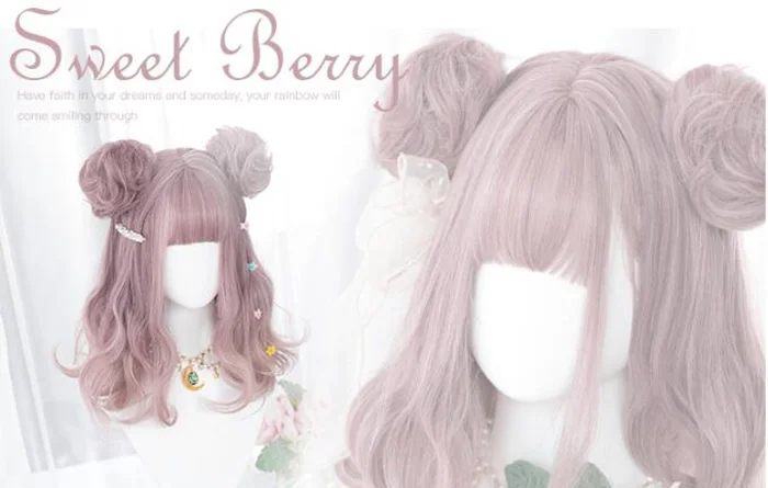 Harajuku Мягкая Девушка Лолита парик Сладкая ягода девушка булочка Лолита длинные вьющиеся волосы