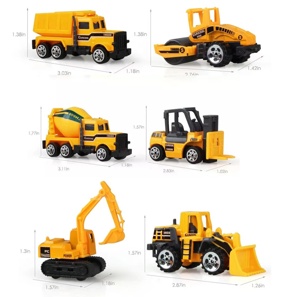 

Mini Diecast Car Construction Vehicle Engineering Car Excavator Dump Roller Truck Model Toys Lot for Children Adult
