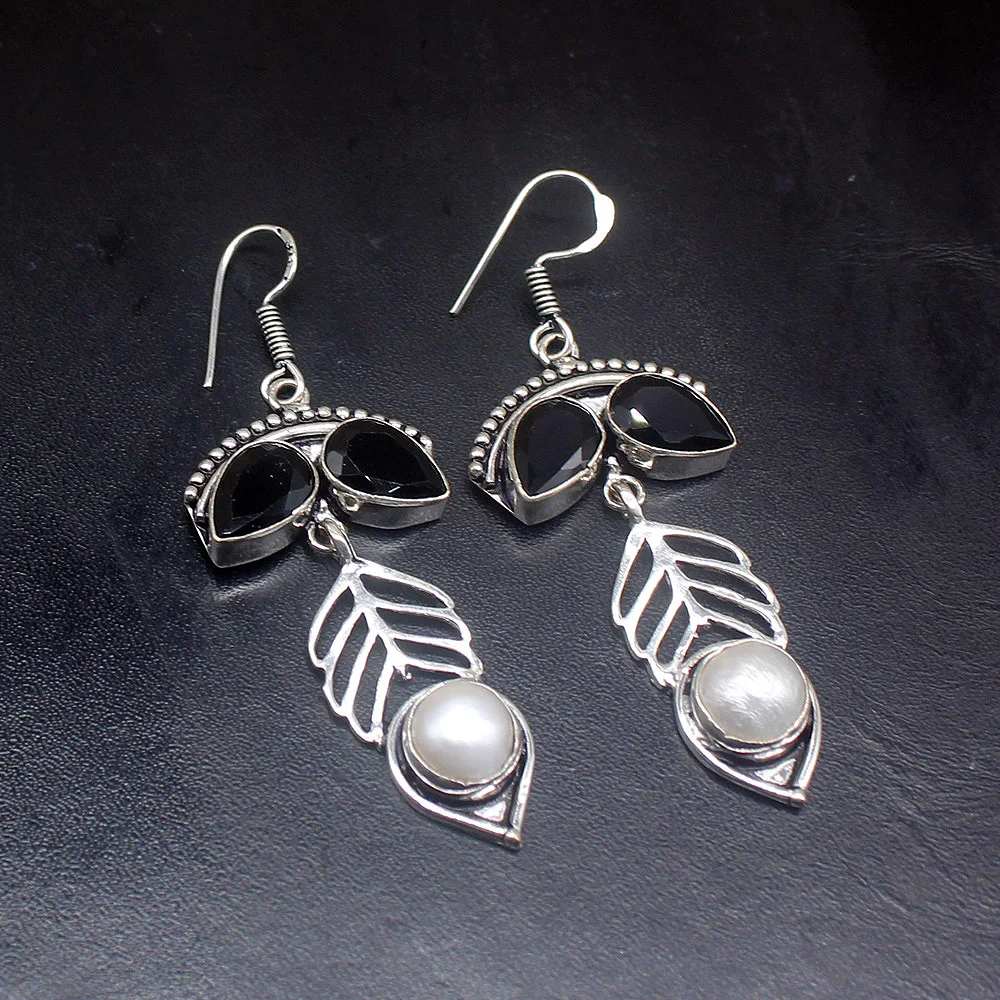 Gemstonefactory большая акция 925 металлический браслет черный оникс белый жемчуг