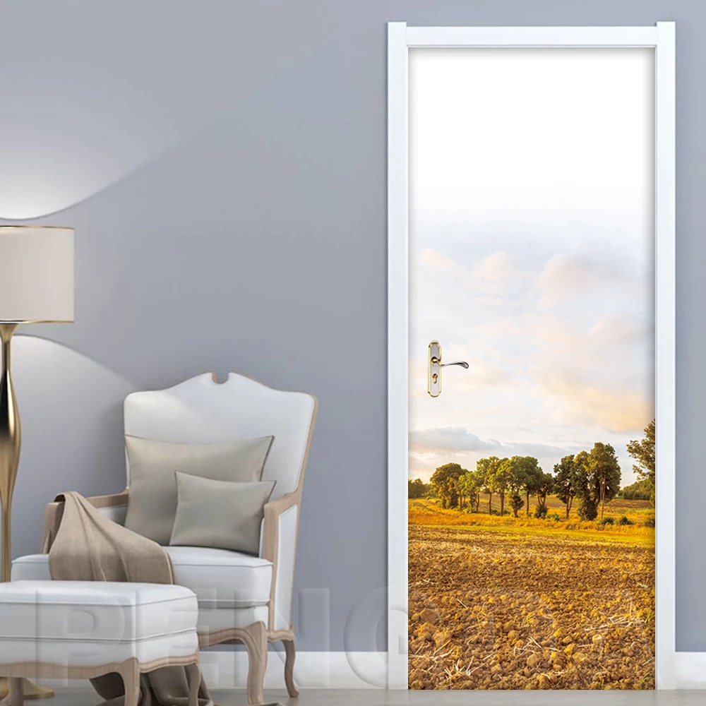 

Door Sticker Mural DIY Decals Creative PVC Desert Mountain Landscape Wallpaper Self Adhesive For Print Art Pictures Home Decor